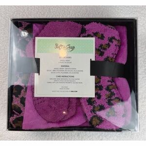(NIB) SOFT & COZY CO. • Purple/Fuchsia Leopard Print Angel Wrap & Socks Gift Set